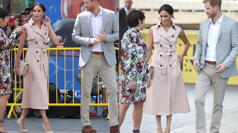 Meghan Markle wearing a trench dress in London in July 2018