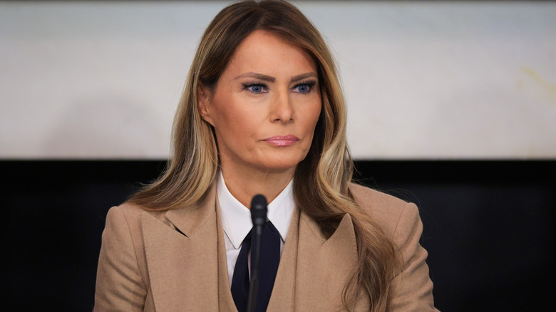 Melania Trump wearing a beige suit