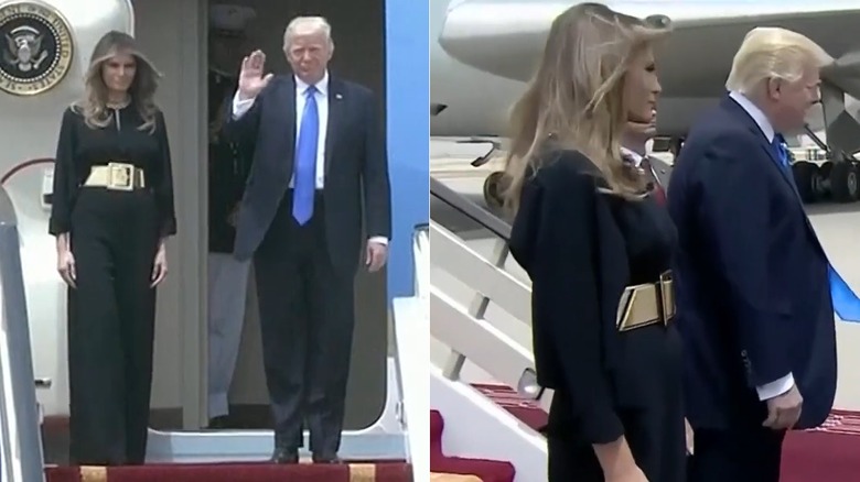 Melania Trump and Donald Trump arrive in Saudi Arabia in May 2017 (2017)