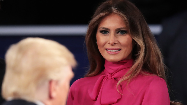 Melania Trump in a pussy-bow blouse