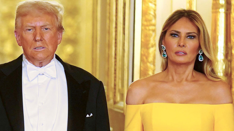 Melania Trump and President Donald Trump at the State Banquet at Windsor Castle