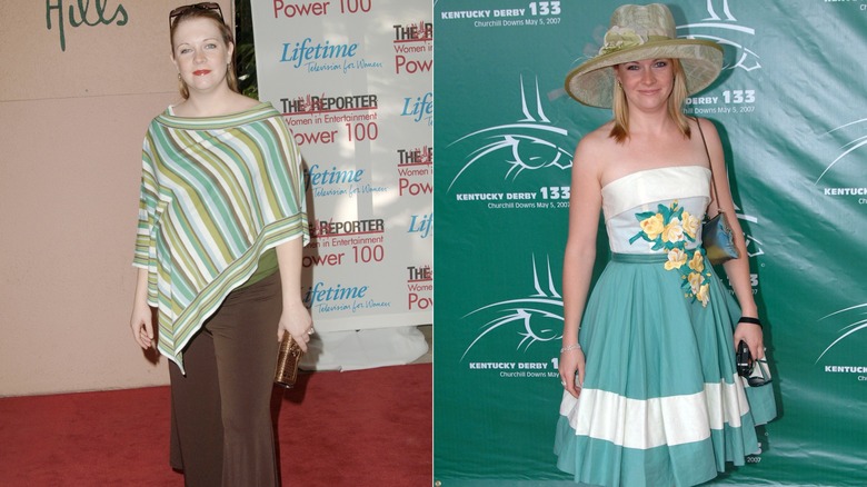 Melissa Joan Hart posing in 2005 and 2007