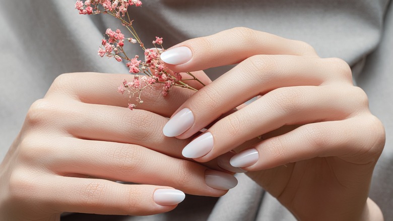 Milky white nails