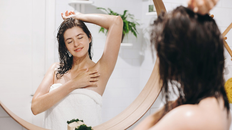 woman showing off underarm