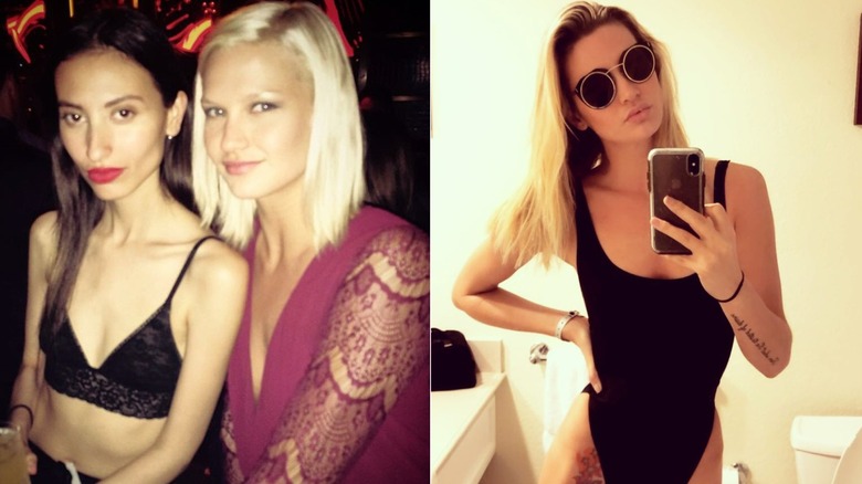 Molly O'Connell smiling with a friend and taking a mirror selfie