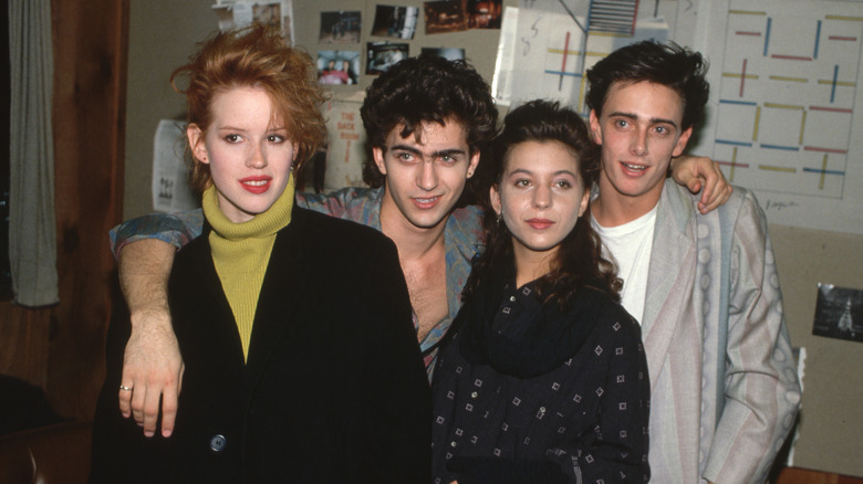 Molly Ringwald with Dweezil and Moon Unit Zappa, and Donovan Leitch NYC 1985