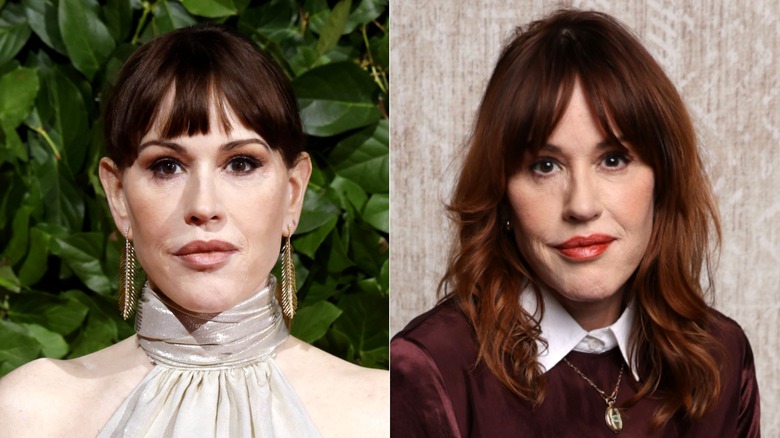Side-by-side photos of Molly Ringwald with bangs in 2026.