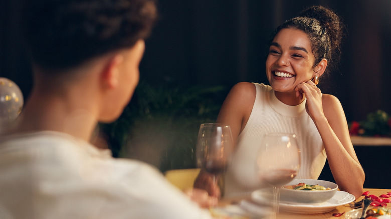 Young couple on a date in a restaurant