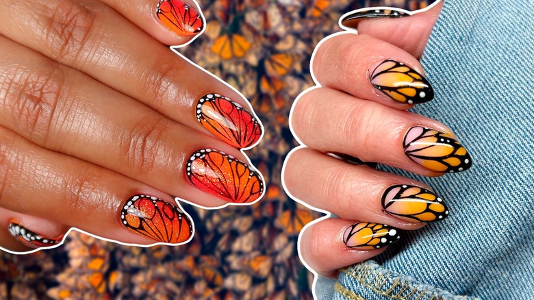 Composite nails with monarch manicure