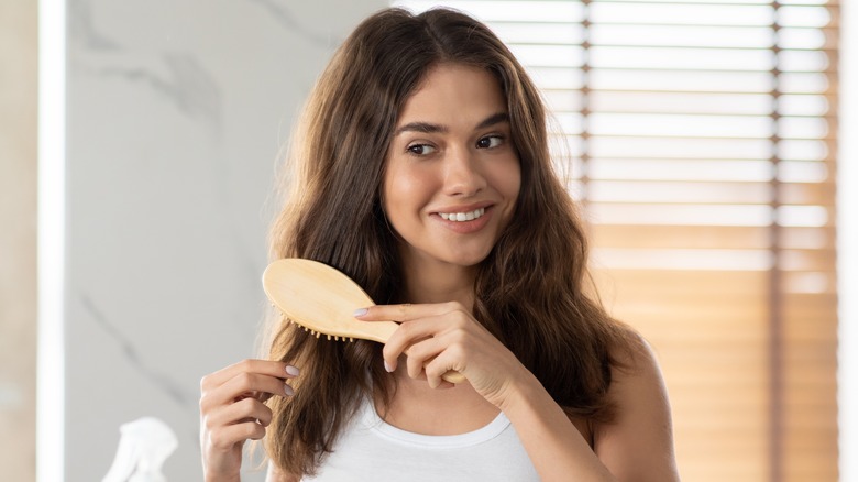 woman with subtle brown highlights