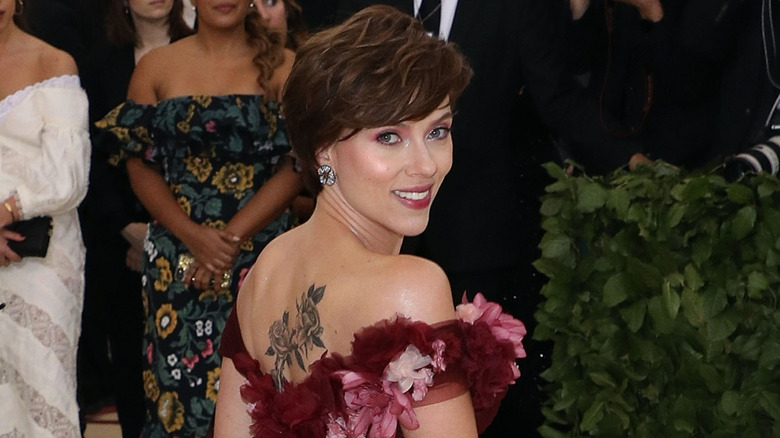 Scarlett Johansson poses at the Met Gala