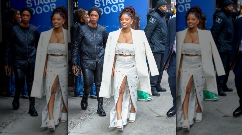 Halle Bailey in white outfit