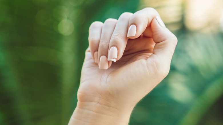 A hand with a broken nail.