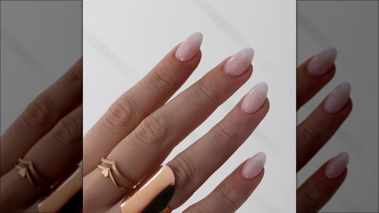 Sheer glittery nail polish