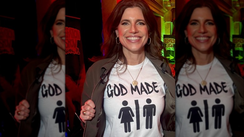 Nancy Mace wearing an offensive white T-shirt