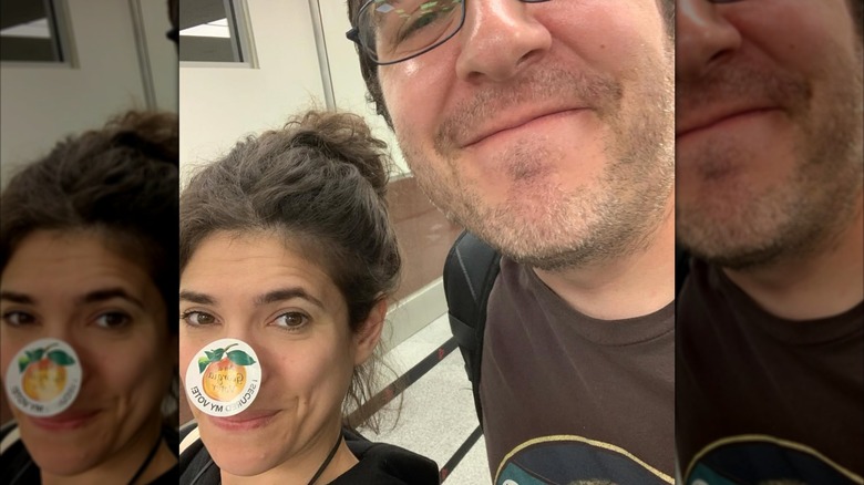 Diany Rodriguez and boyfriend Lee Lyons vote in a local election