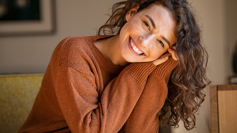 Woman in cozy fall sweater