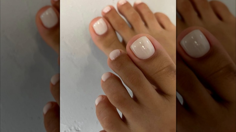 Milky white pedicure