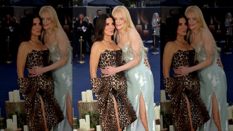 Sandra Bullock and Nicole Kidman hug at the European premiere of "Practical Magic 2"