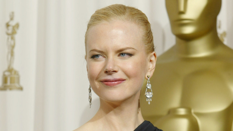 Nicole Kidman at the Oscars where she won an award for "The Hours"