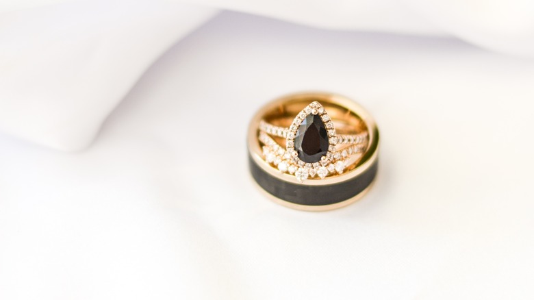 Black diamond engagement ring