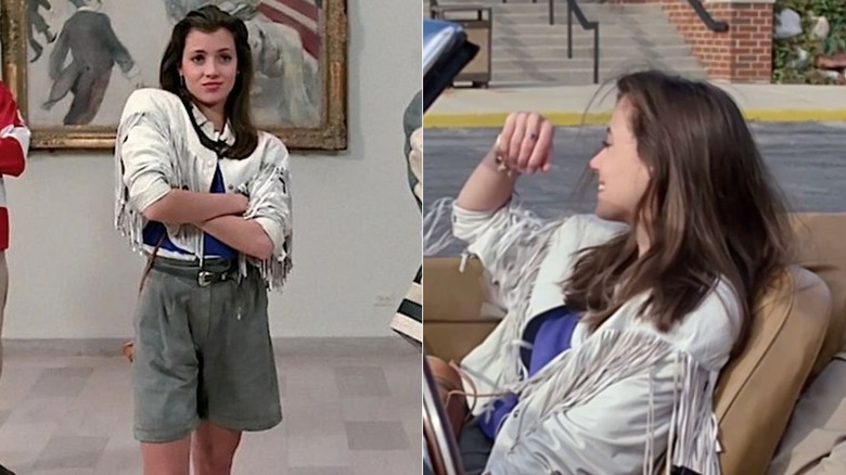 A scene from "Ferris Bueller's Day Off" featuring Mia Sara in a white fringe jacket