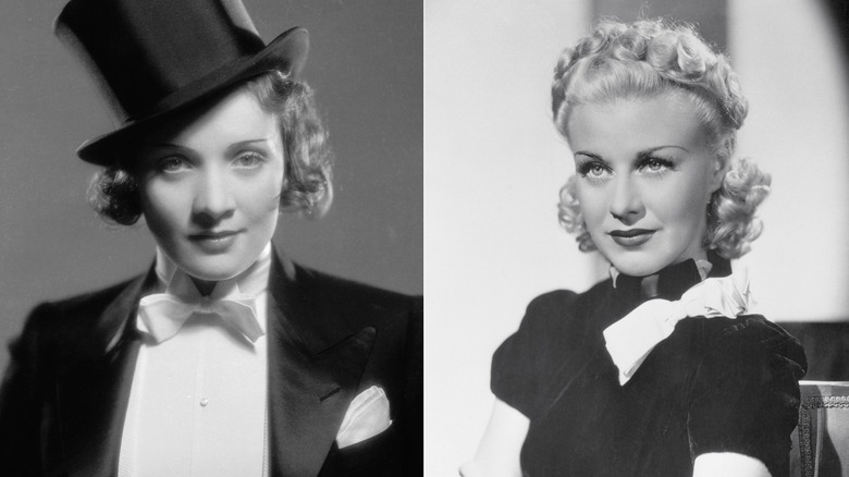Black and white portraits of Marlene Dietrich and Ginger Rogers.