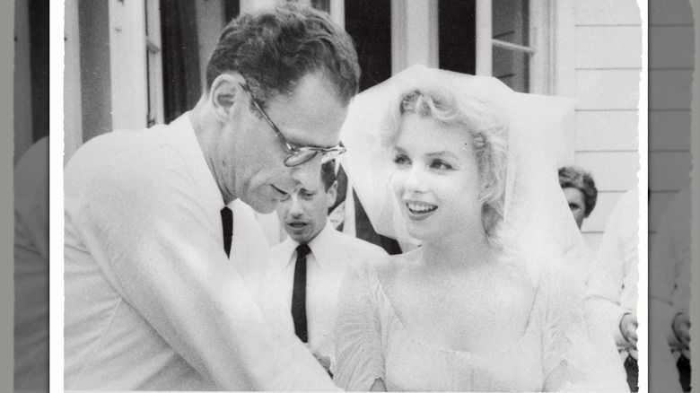 Marilyn Monroe and Arthur Miller on their wedding day in 1956