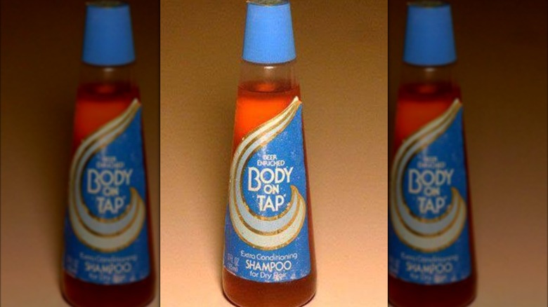 A bottle of Body on Tap shampoo.