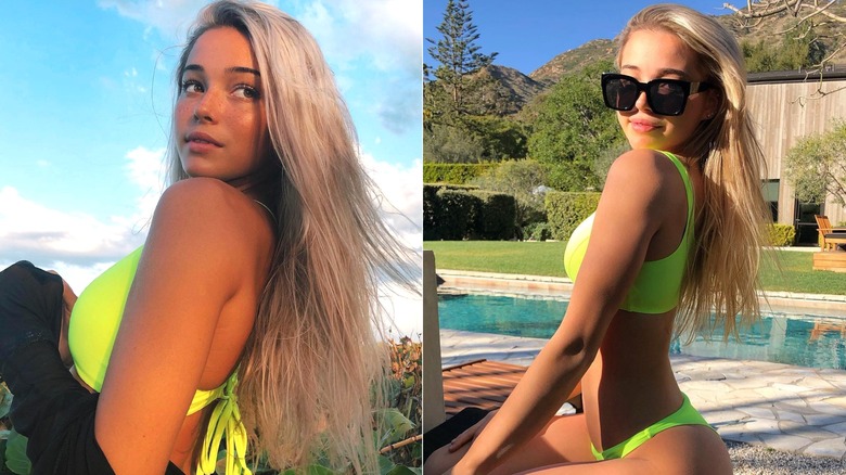 Olivia Dunne wearing neon yellow bikini