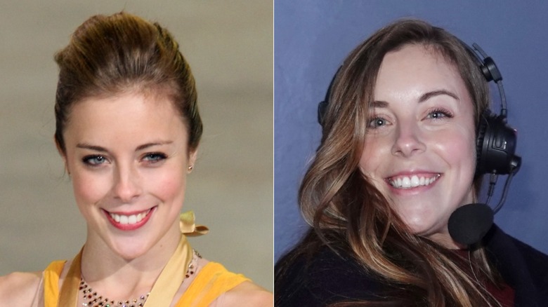 L: Ashley Wagner of USA poses at the medal ceremony after winning gold at Eric Bompard Trophy on November 17, 2012 ; R: Ashley Wagner poses for a selfie