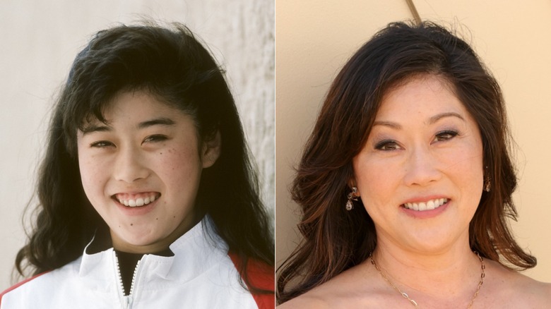 L: Figure skater Kristi Yamaguchi poses for a portrait during the 1989 United States Olympic Festival held during July 1989 ; R: Kristi Yamaguchi attends the Gold House 4th Annual Gold Gala at The Music Center on May 10, 2025