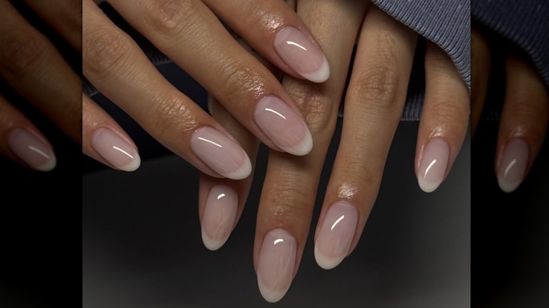 Woman with French manicure