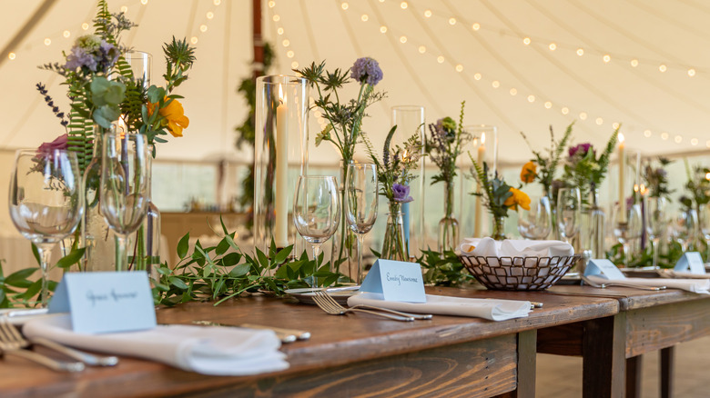 Rustic wedding table setting
