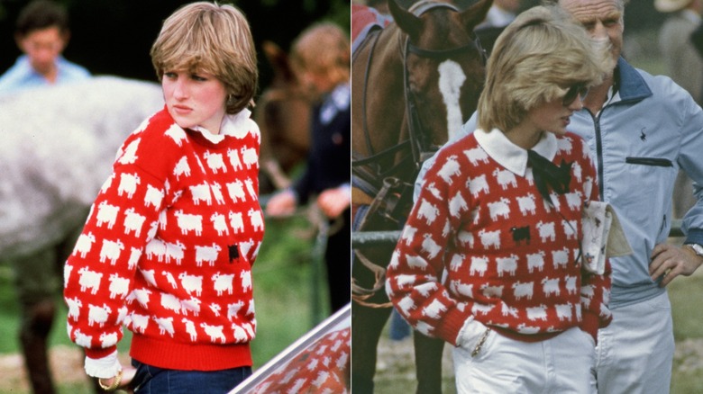 Princess Diana in her iconic sheep sweater