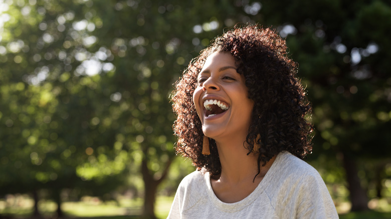 woman with curly hair