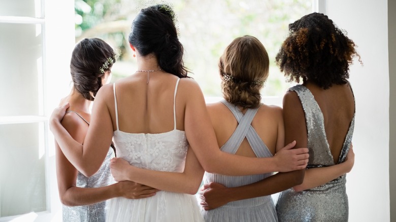 Bride with bridesmaids