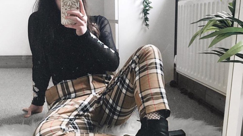 Plaid Pants Harajuku Black Men Baggy Pants Japanese Streetwear Men Vintage  Casual Trousers Black XS at Amazon Men's Clothing store