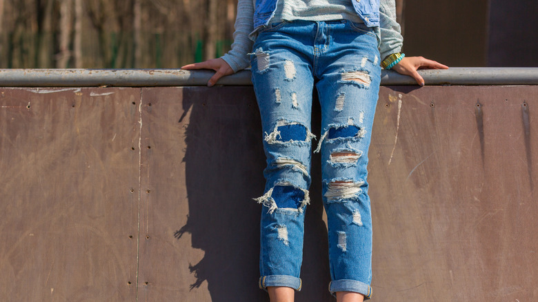 Distressed jeans