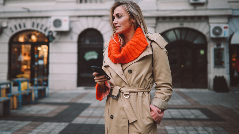 woman wearing a trench coat