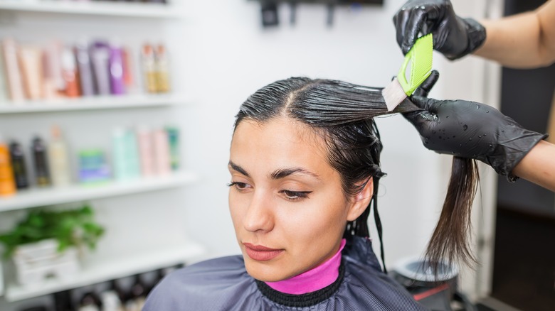 woman getting keratin treatment