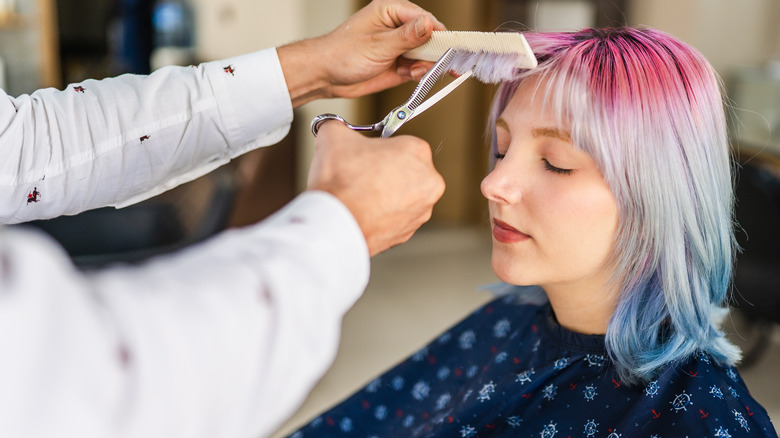 Person getting a haircut