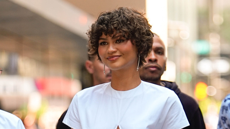 Zendaya wearing a white top