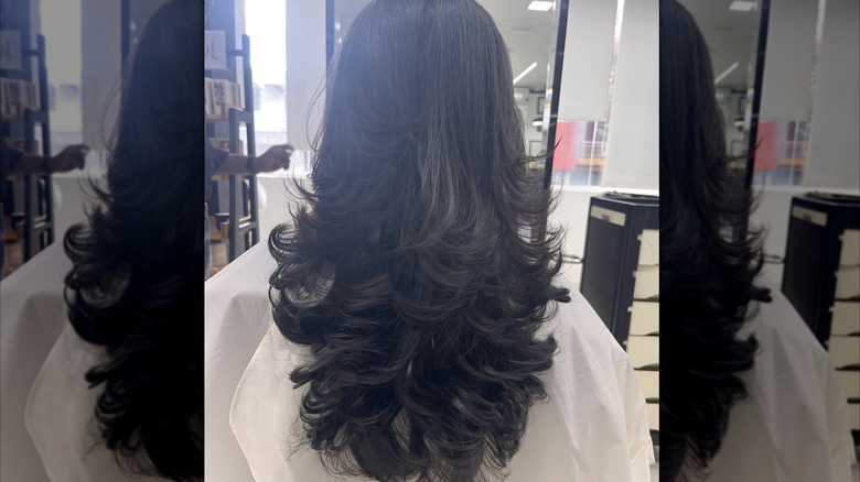 Woman with layered hair