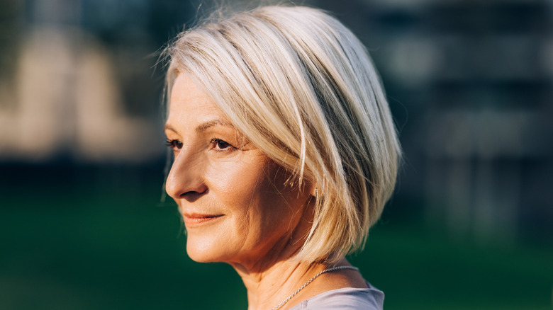 Woman with light blond hair