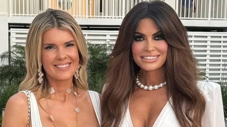 Kimberly Guilfoyle wearing a white dress at a friend's anniversary party