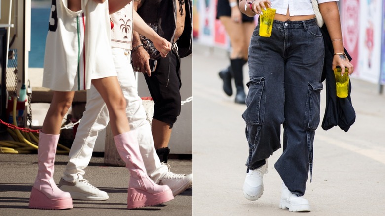 Two women wearing chunky sneakers