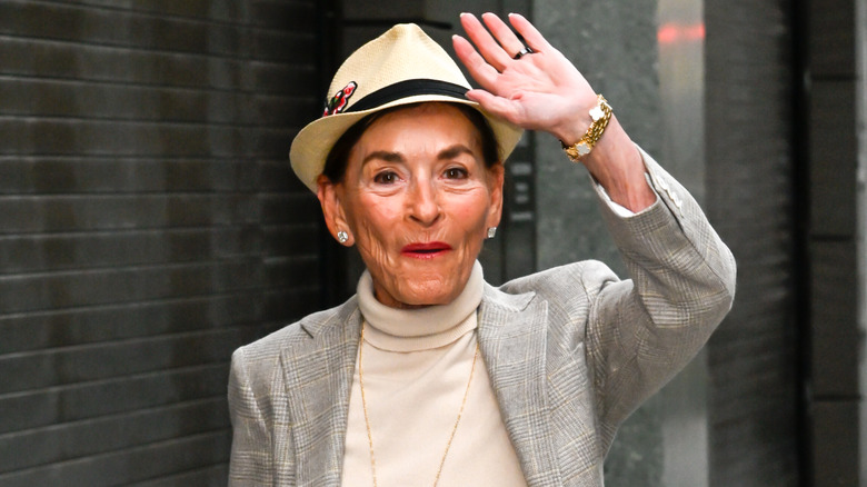Judy Sheindlin wearing a hat and a blazer in NYC in 2026