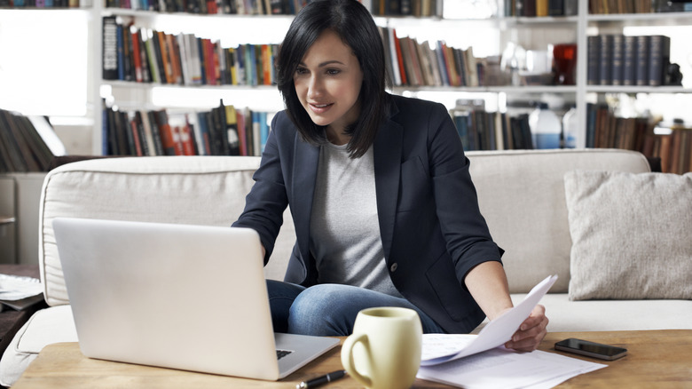 Woman working from home