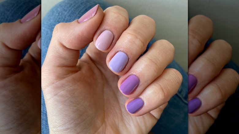 purple paint chip fingernails